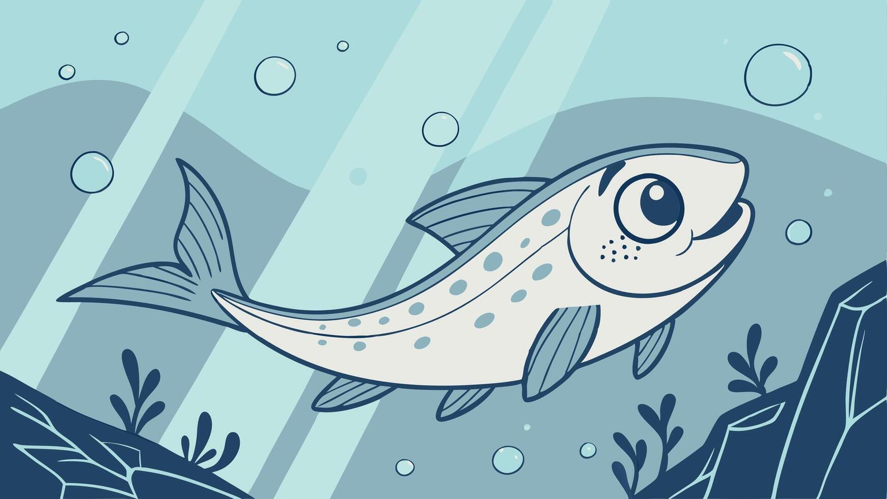 A cartoon fish swimming in the ocean vector