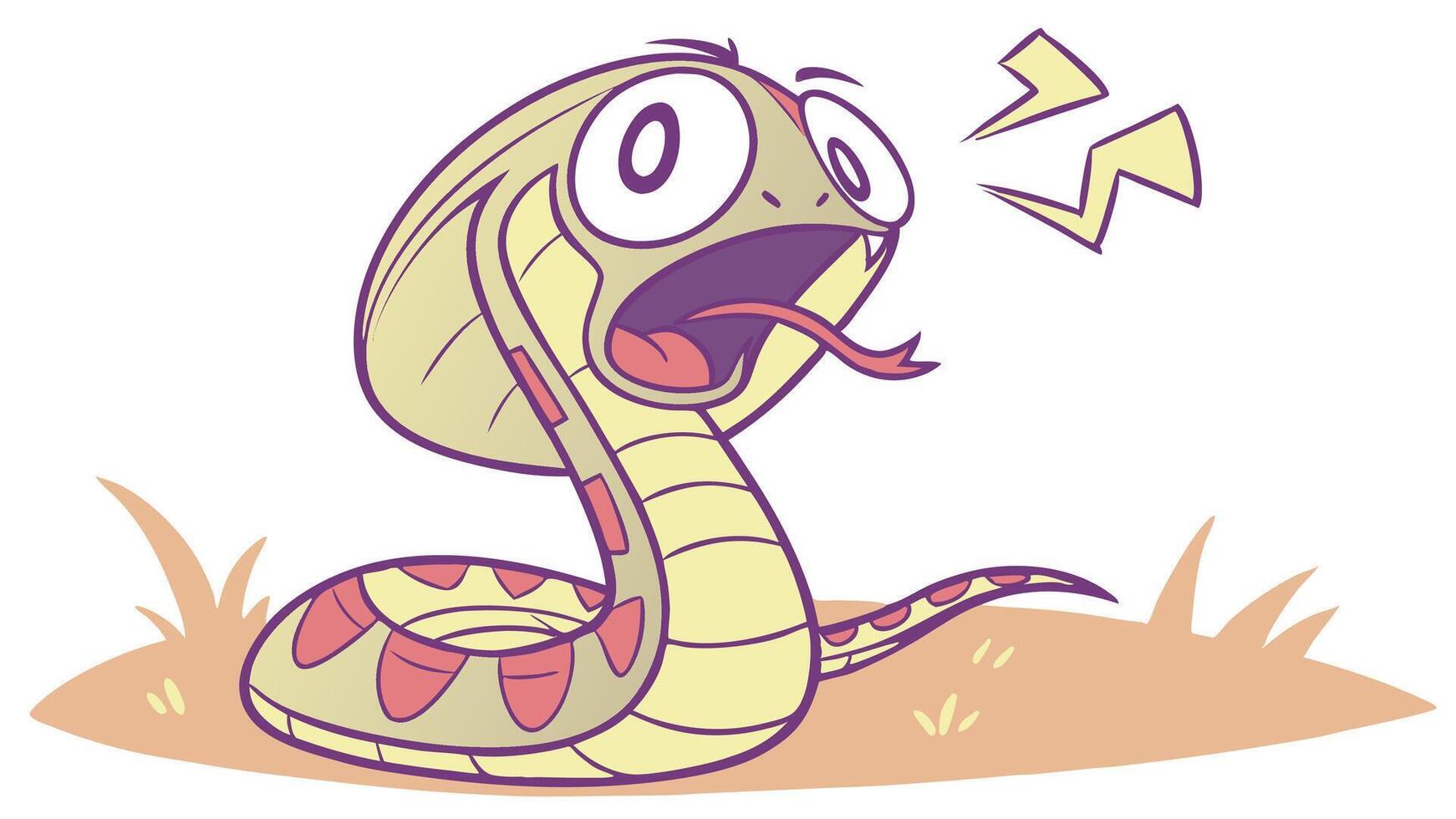 A cartoon snake with its mouth open and its tongue out vector
