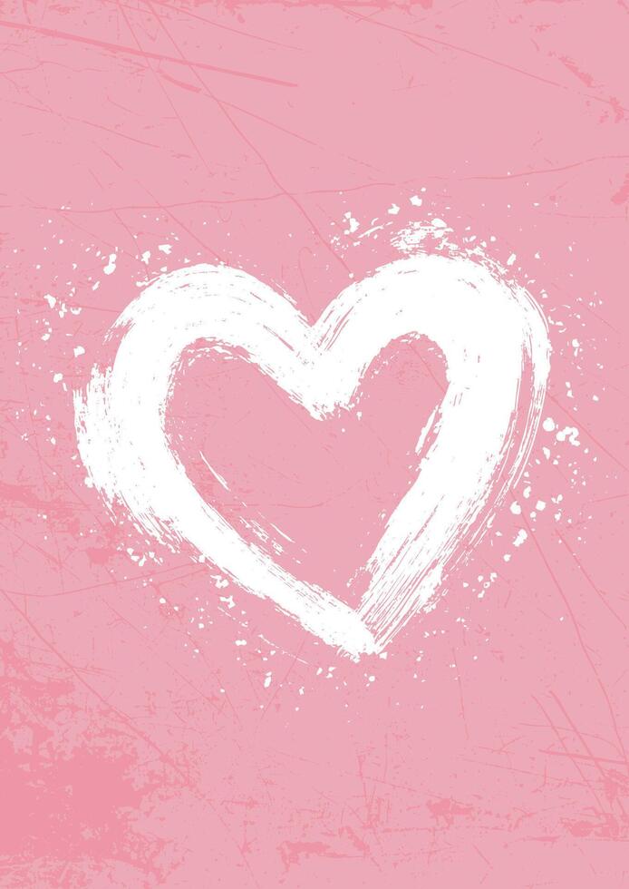 Grunge Valentines Day background with hand painted heart design vector