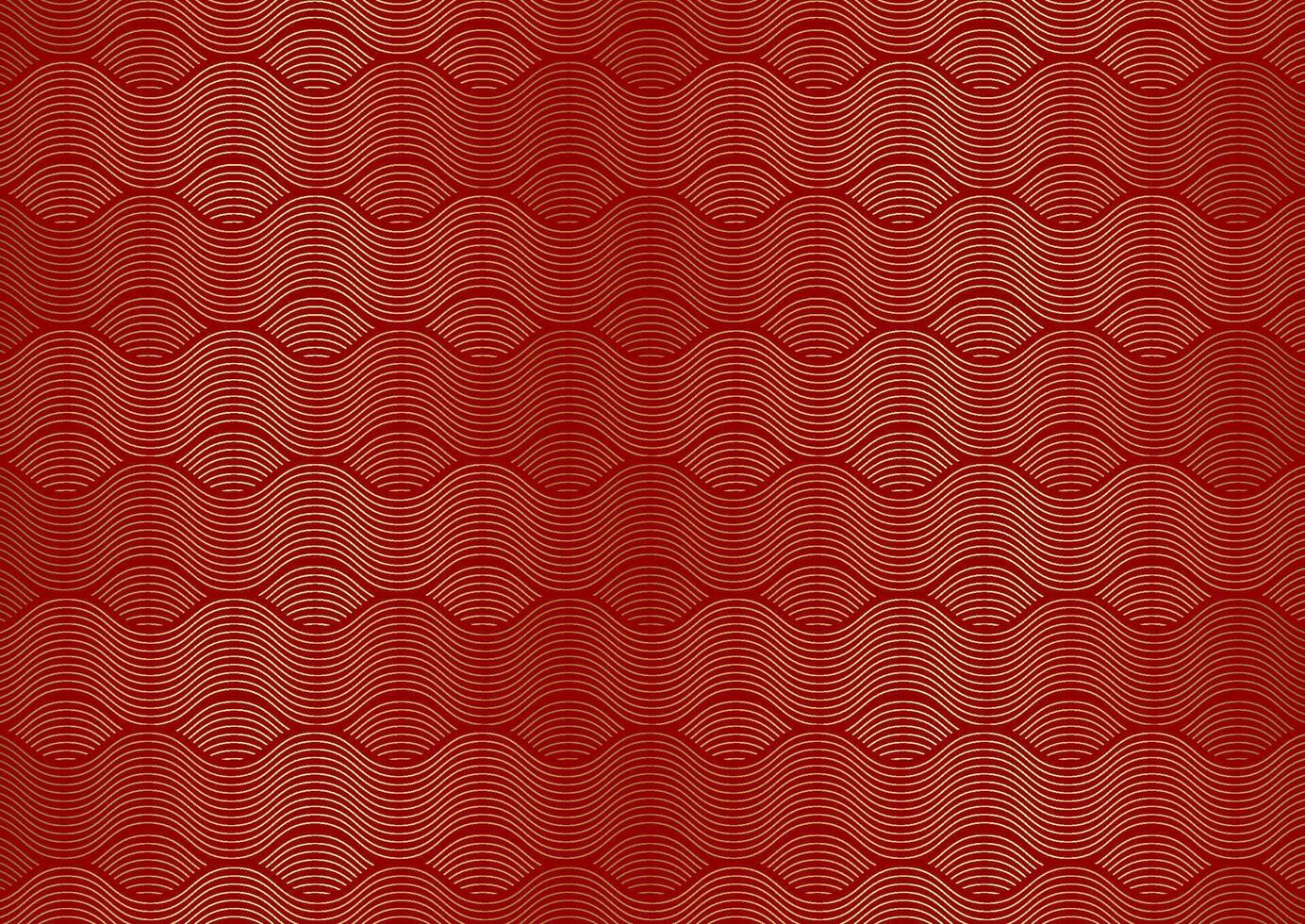 Abstract Chinese themed gold and red wave pattern design vector