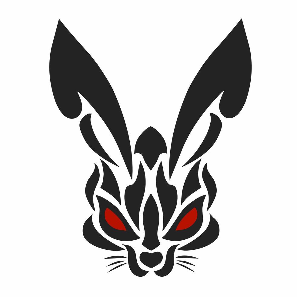 illustration graphic of tribal art design tattoo black rabbit head vector