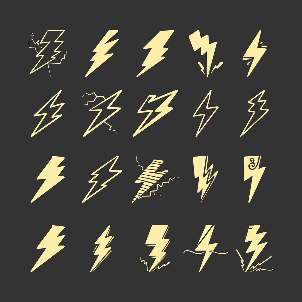 20 unique lightning icon collections vector