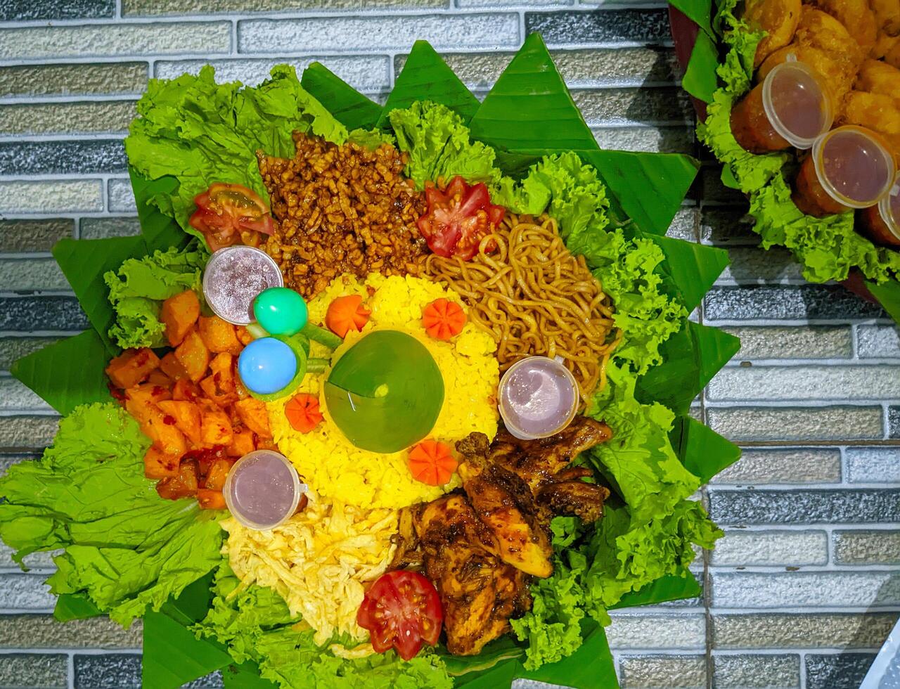 A plate of food on a table photo