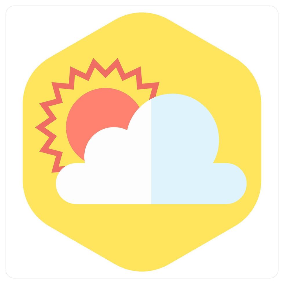 Cloudy Day and sun icon concept vector
