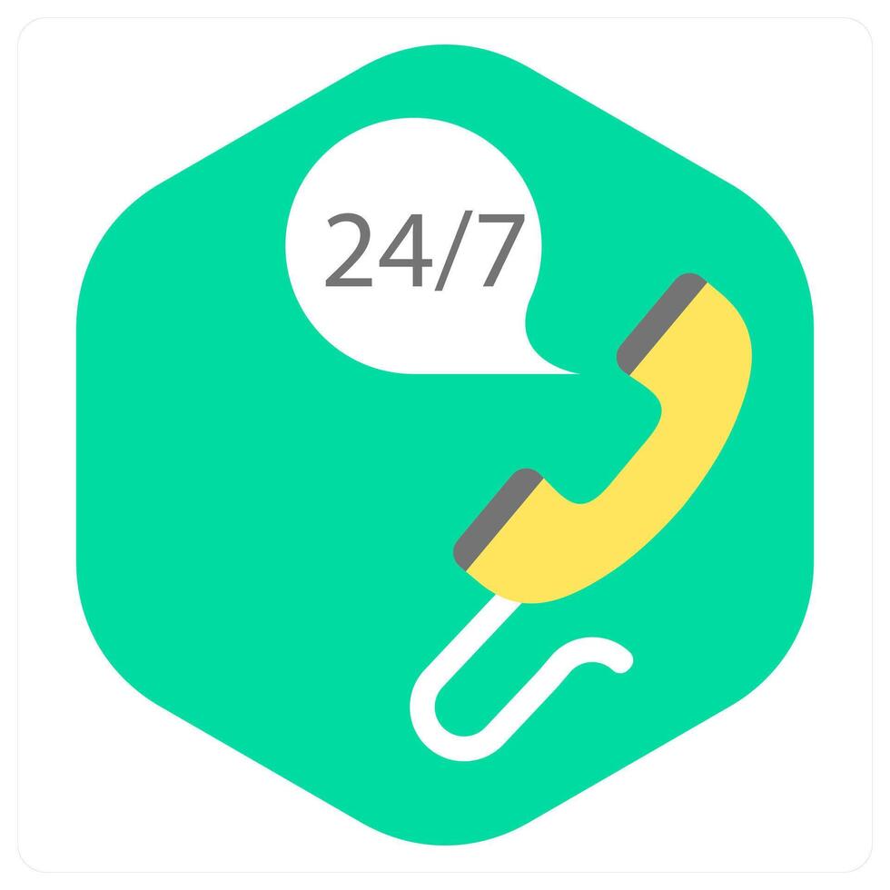 24x7 Call and clock icon concept vector