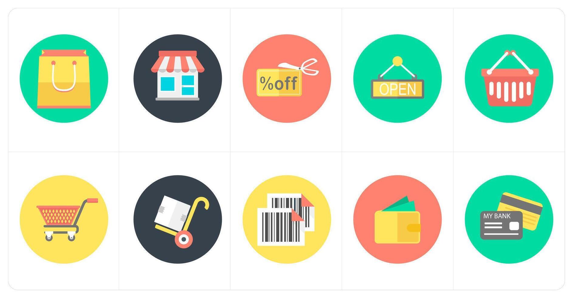 A set of 10 mix icons as shopping bag, store, discount offer vector