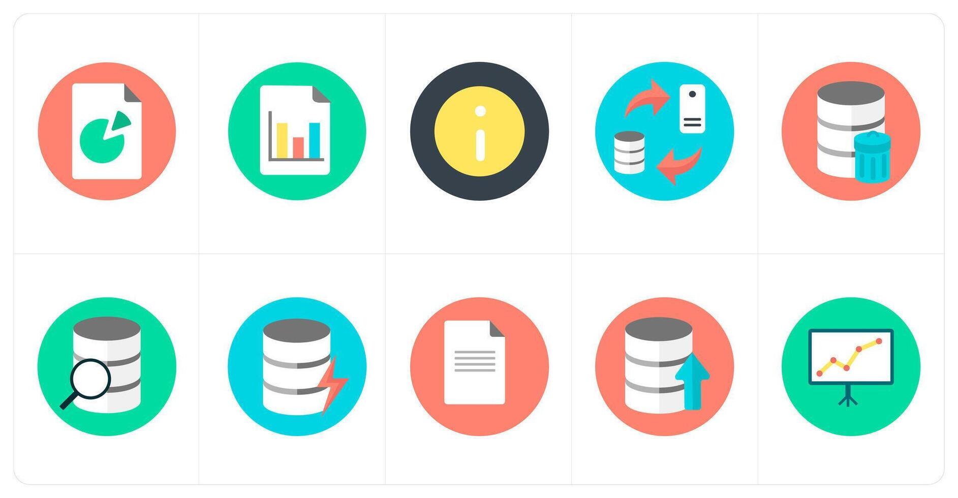 A set of 10 mix icons as data, analysis, information vector