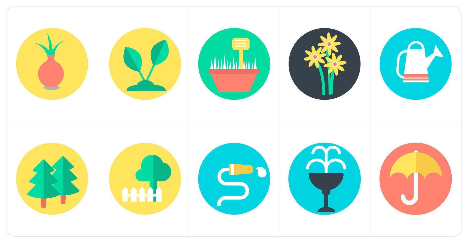 A set of 10 mix icons as flower pot, plant, cactus vector