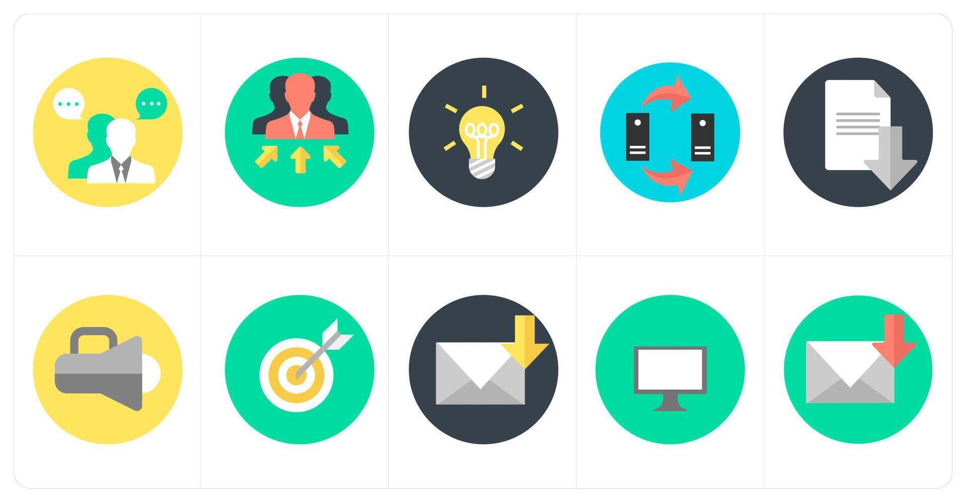 A set of 10 mix icons as business conversation, business manager, idea vector