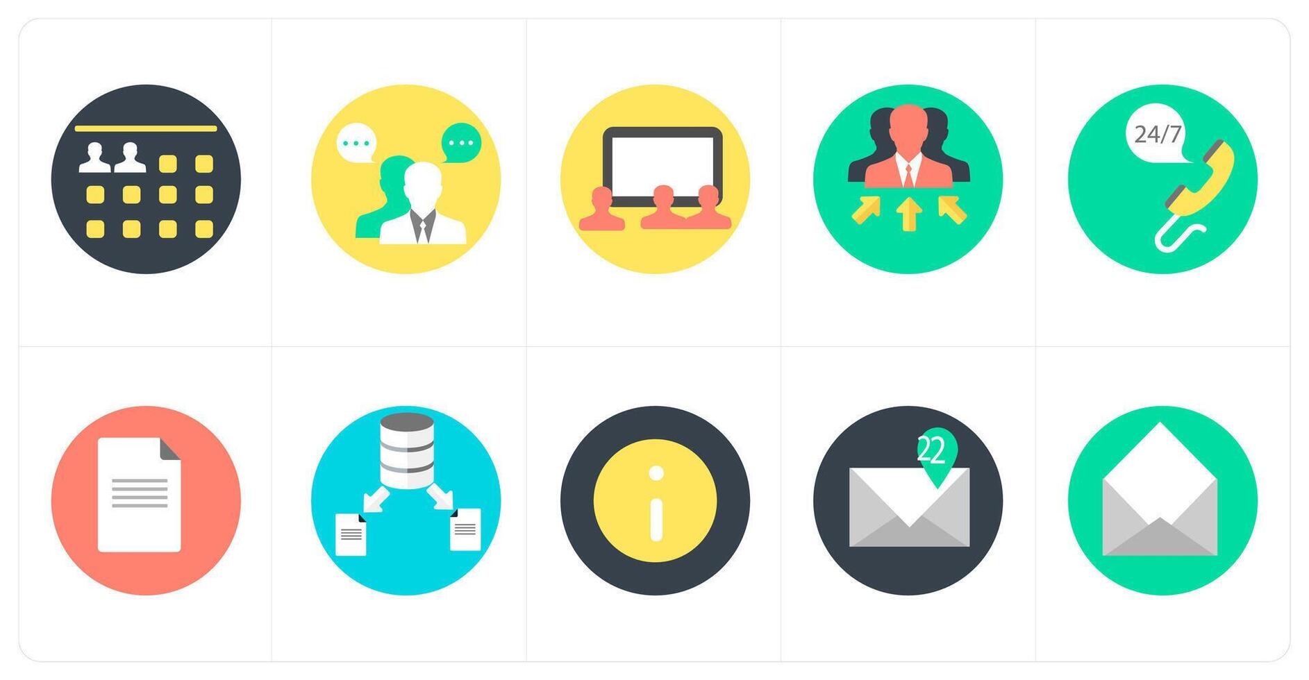 A set of 10 mix icons as user details, business conversation, conference vector