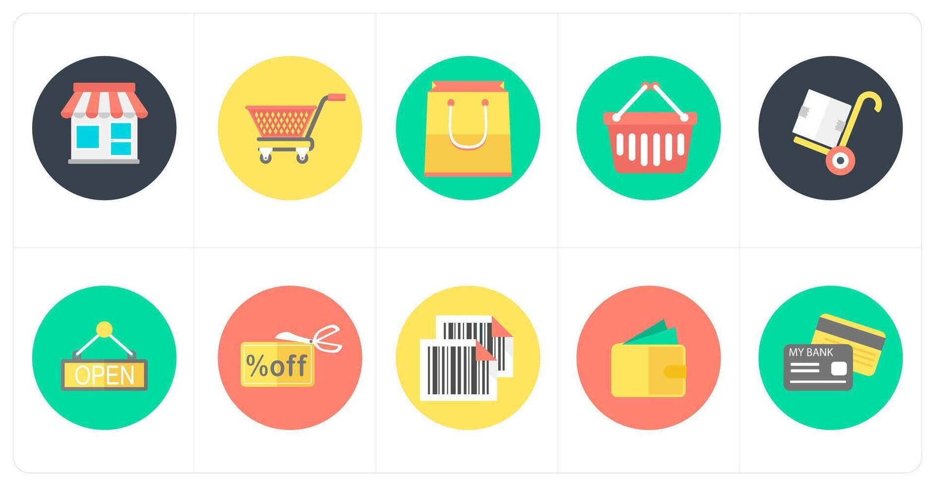 A set of 10 mix icons as store, cart, shopping bag vector
