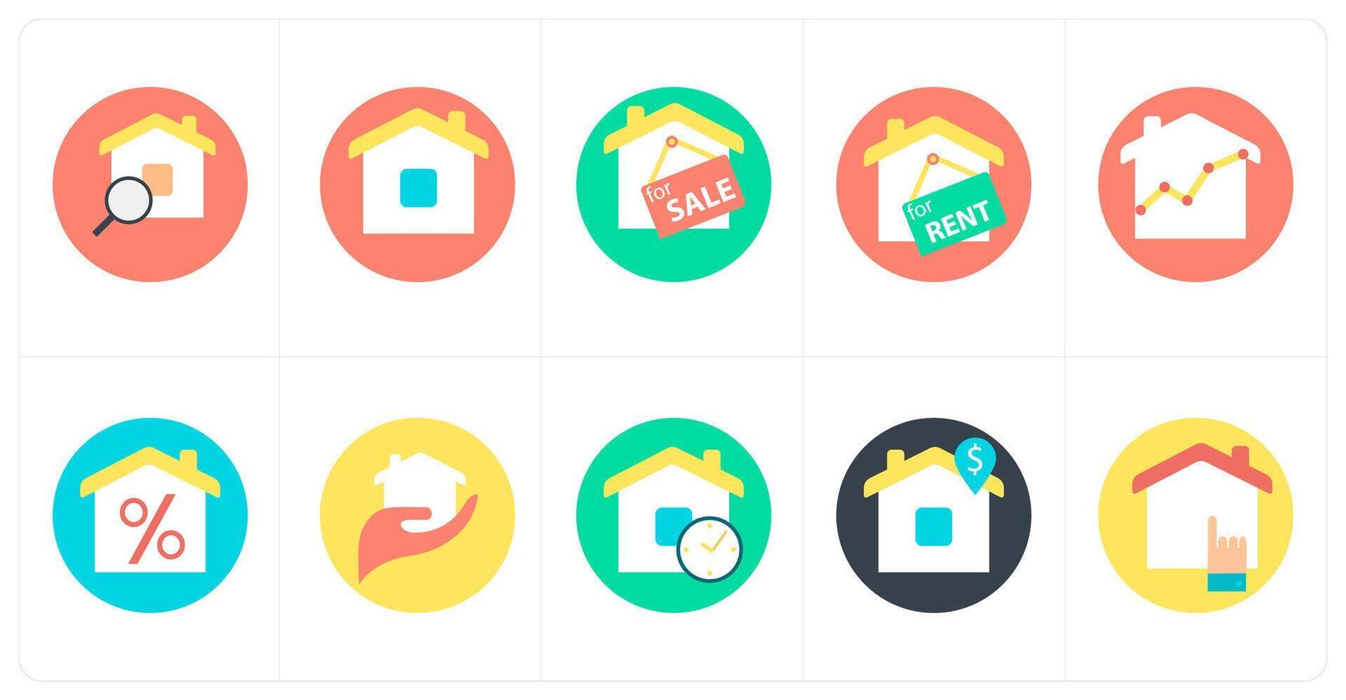 A set of 10 mix icons as home search, real estate, house for sale vector