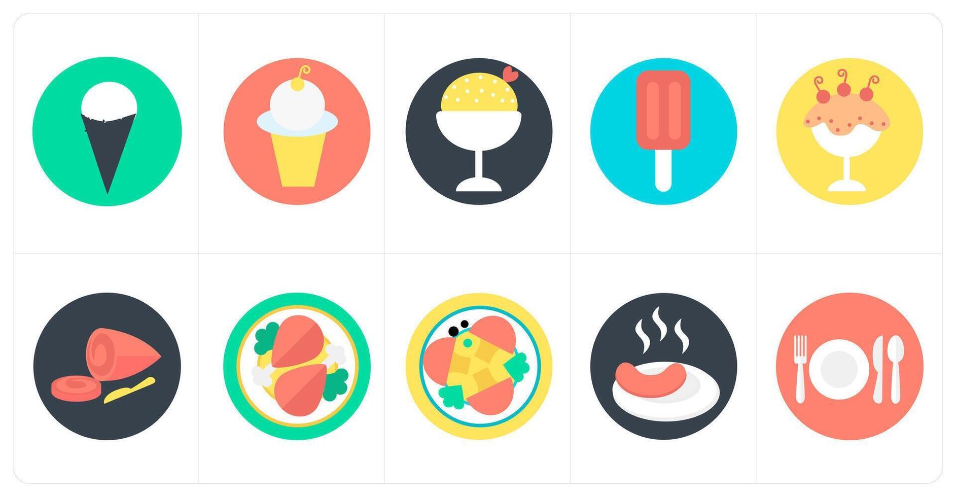 A set of 10 mix icons as ice cream cone, ice cream, dessert vector