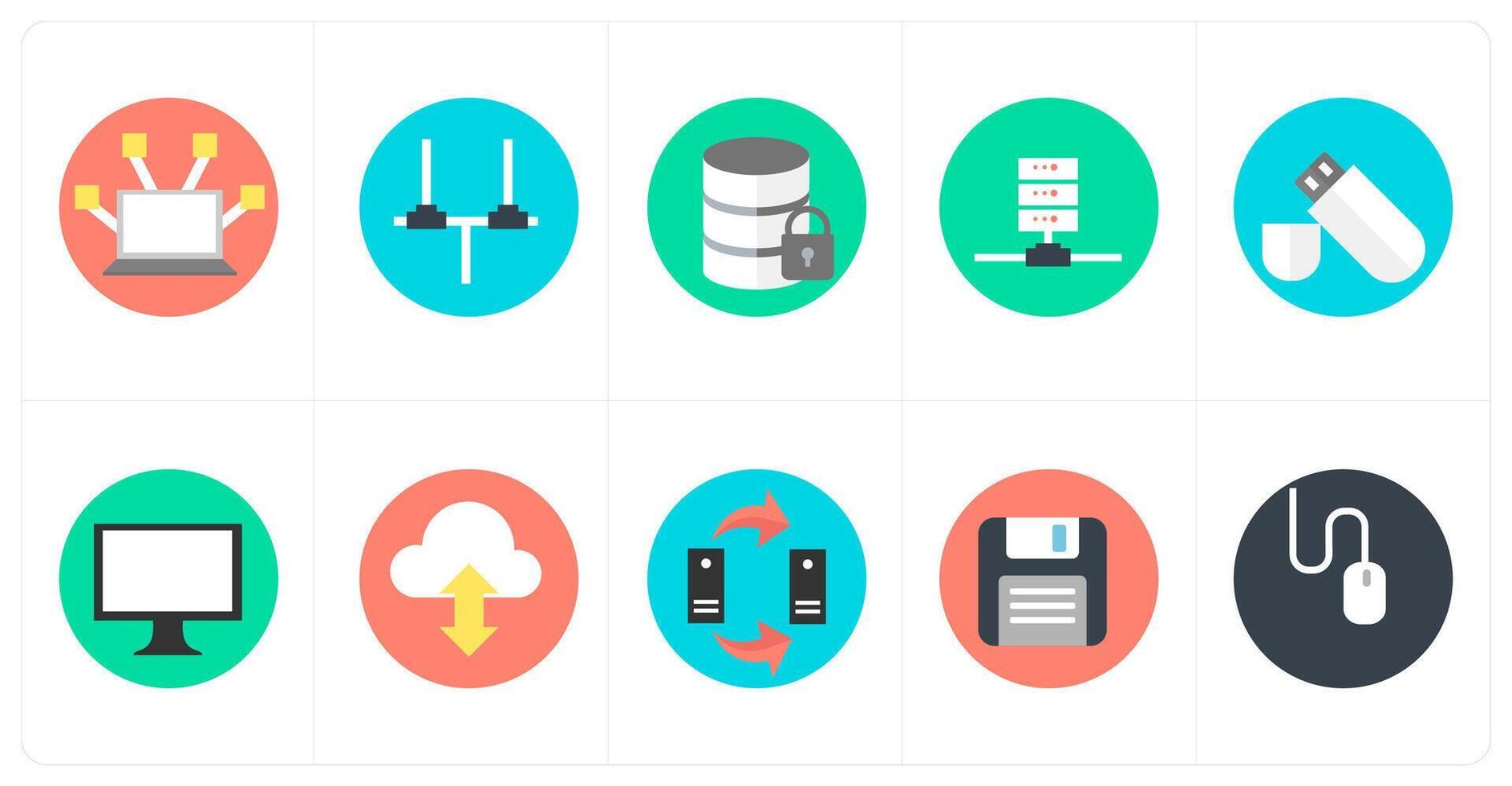A set of 10 mix icons as computer network, network, database protection vector