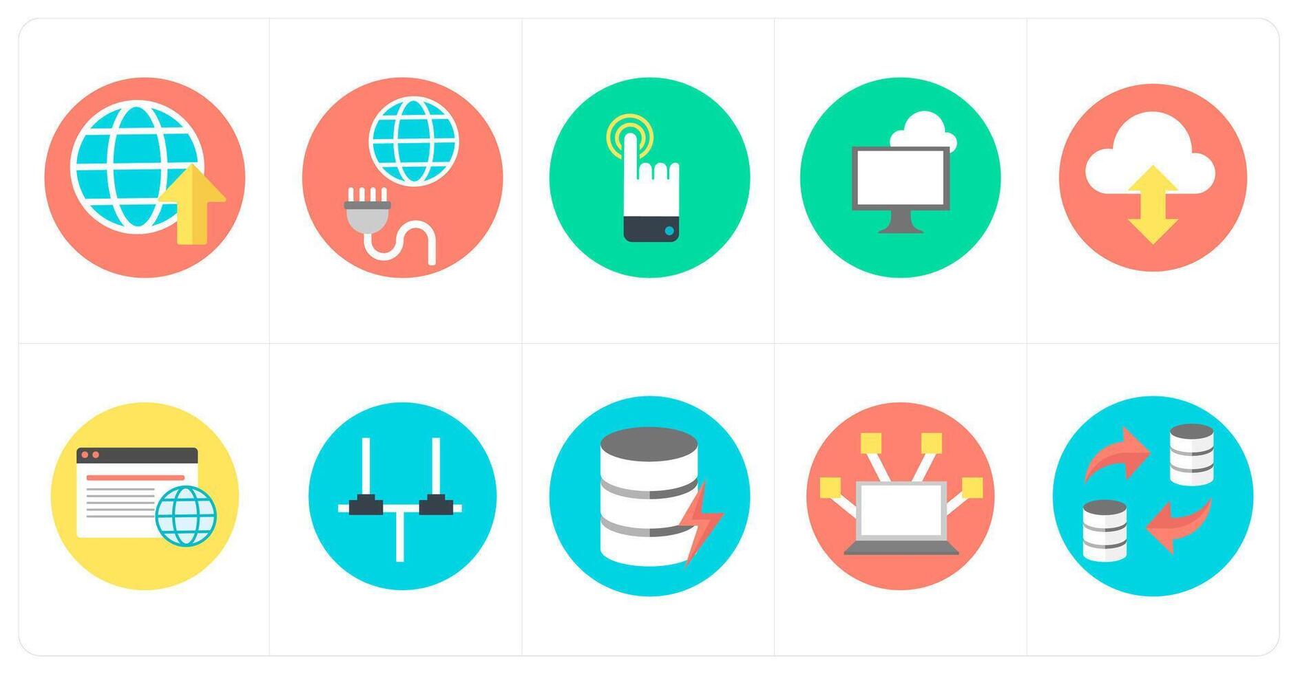 un conjunto de 10 mezcla íconos como globo, global conexión, gesto vector