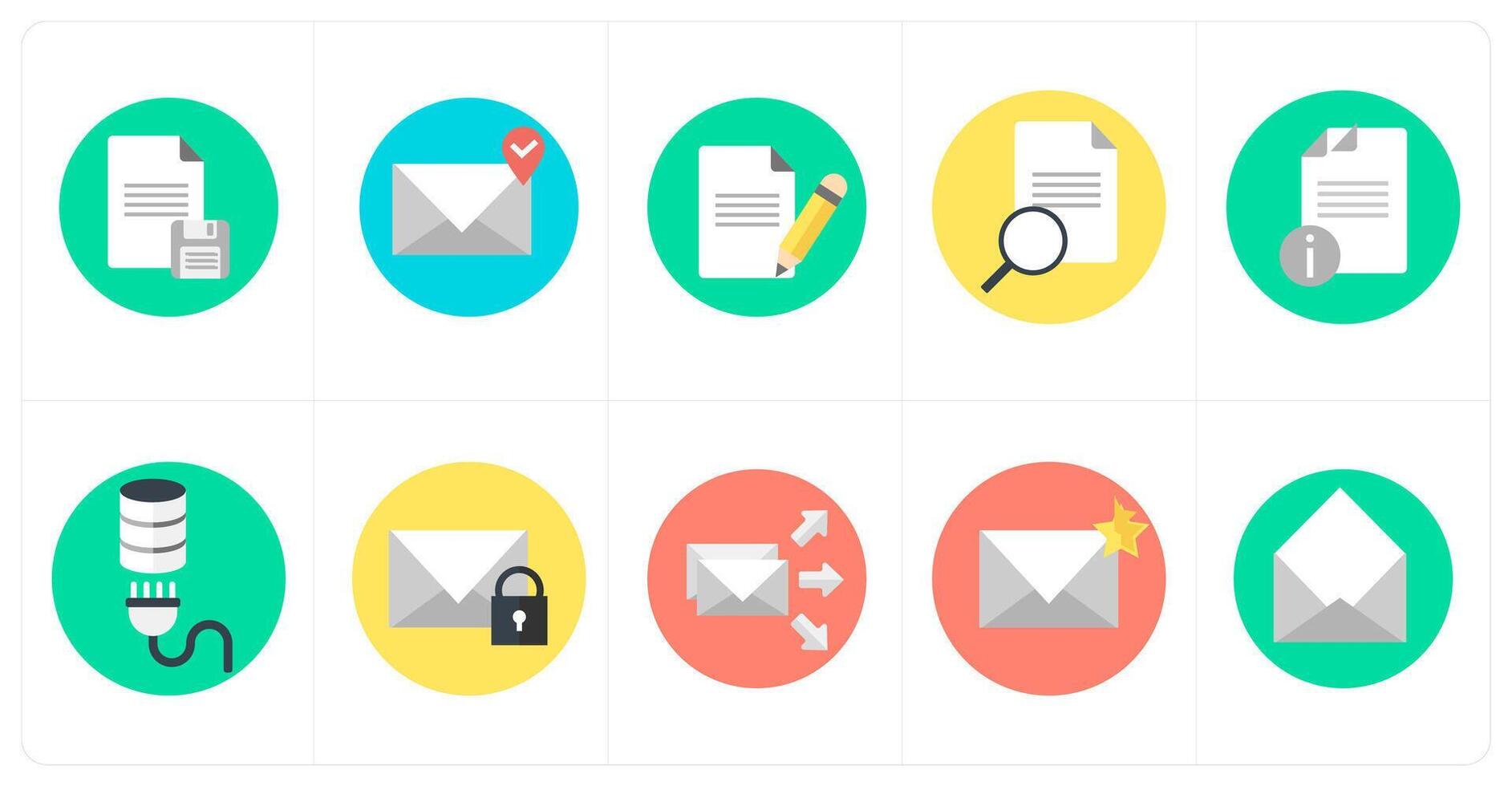 A set of 10 mix icons as document, mail location, edit content vector