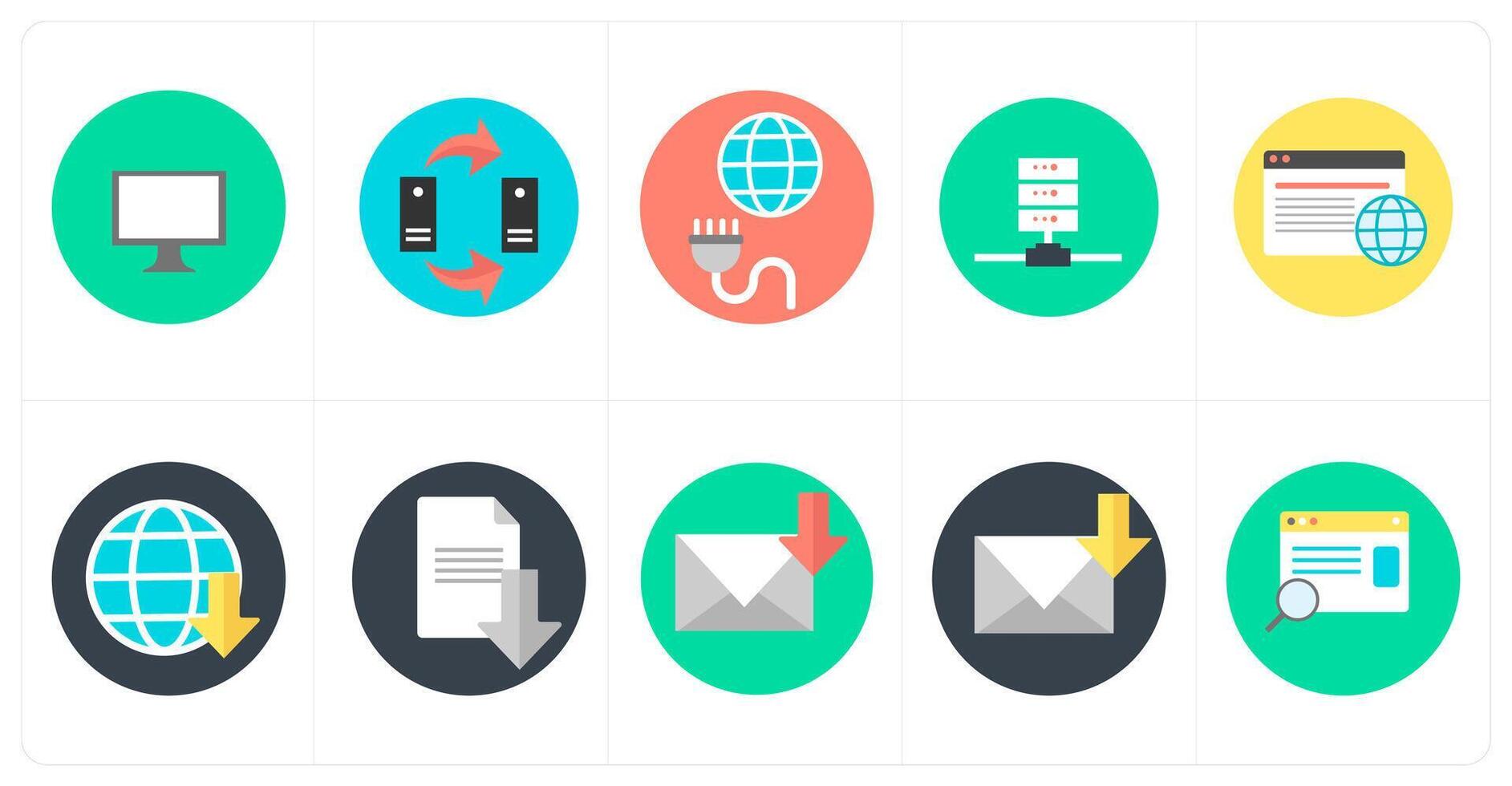 A set of 10 mix icons as computer, data transfer, global connection vector