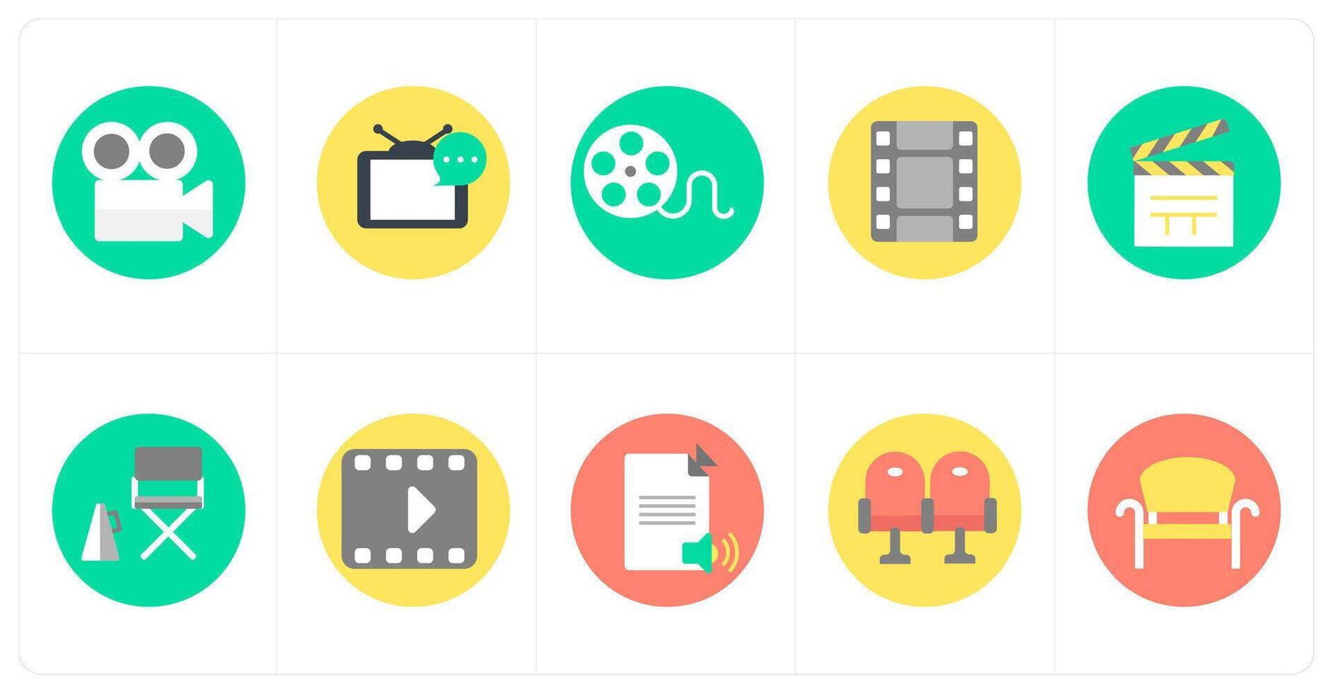 A set of 10 mix icons as camera, television, reel vector