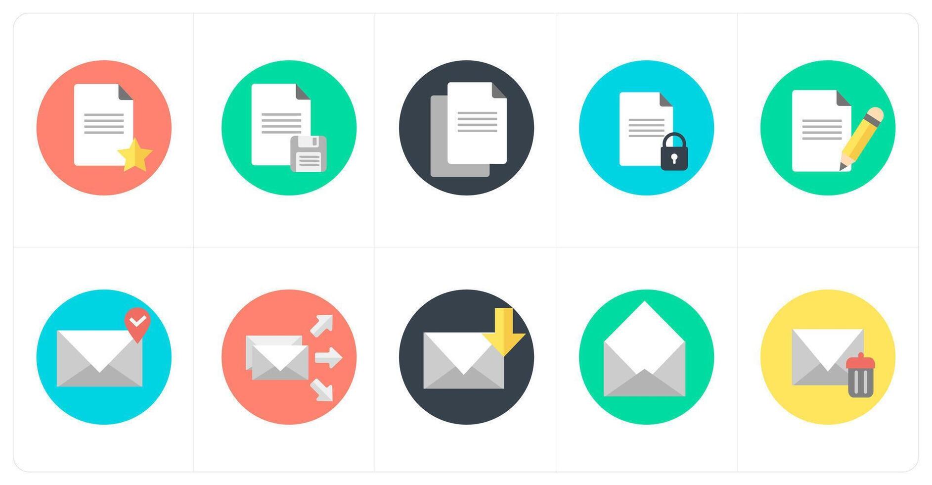 A set of 10 mix icons as favorite document, document, duplicate document vector