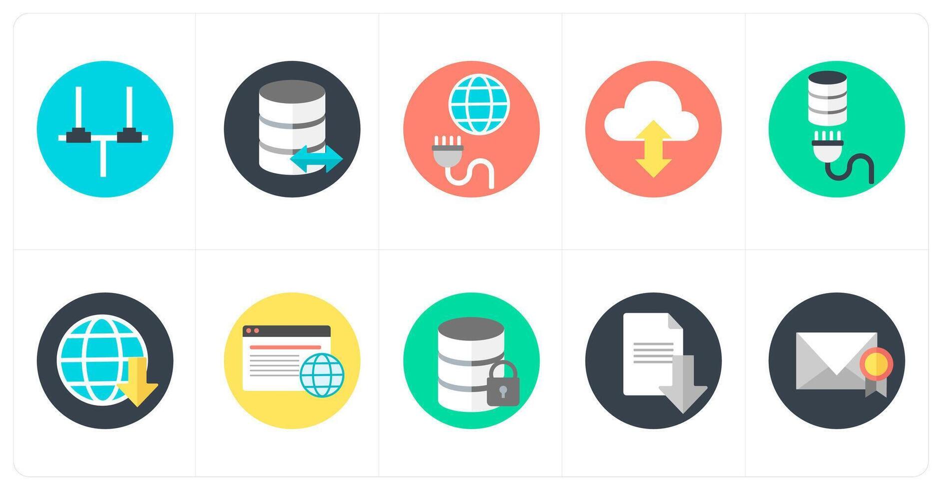 A set of 10 mix icons as network, server, global connection vector