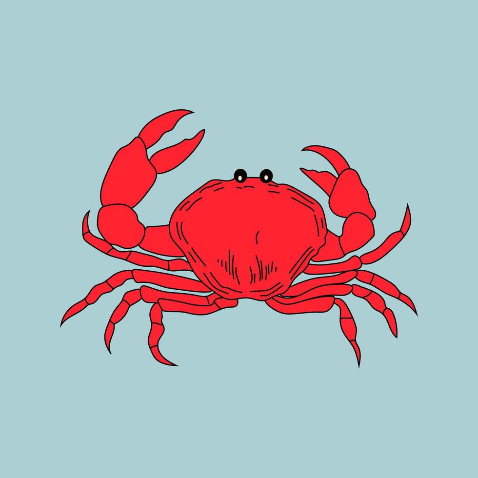 Crab. Seafood shop logo, sign board, restaurant menu, fish market, banner, poster design template. Flat design vector
