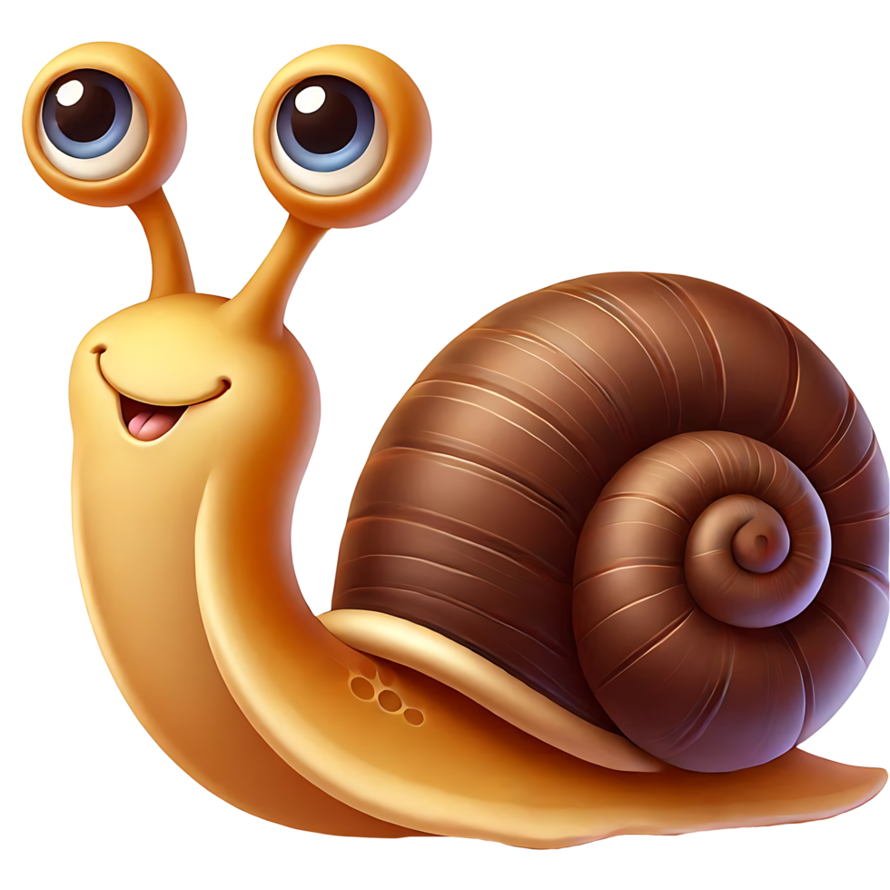 Realistic Beautiful Funny Cartoon Snail with Foot and Eye png