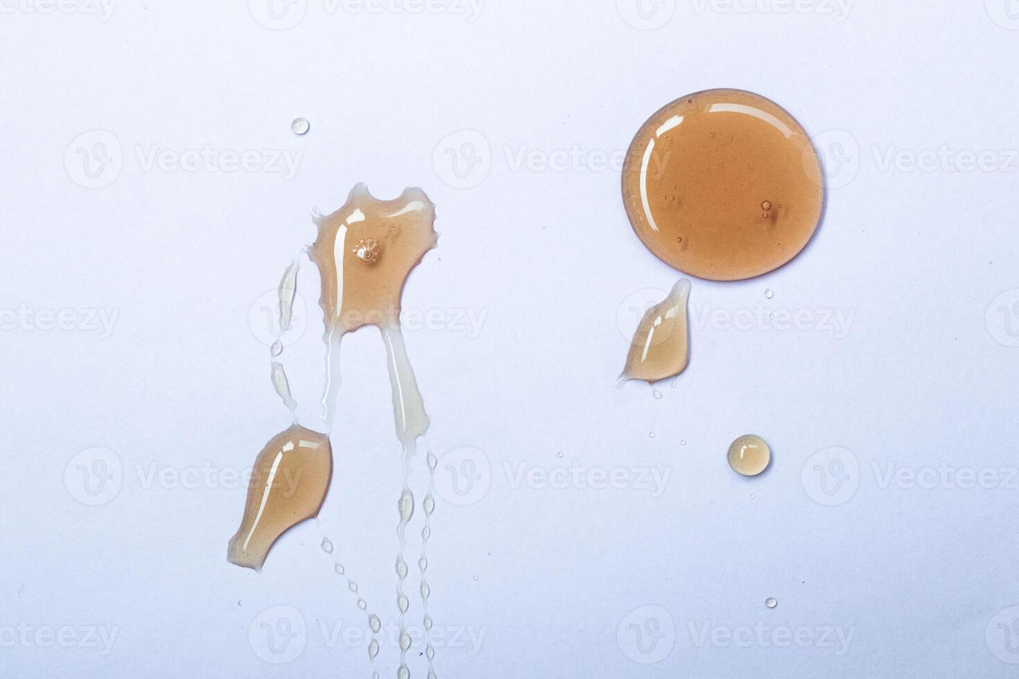 Set honey spill isolated on white, top view photo