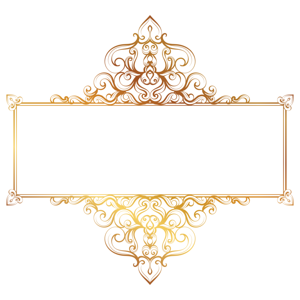 Vintage Gold Label Frame with Classical Ornament png