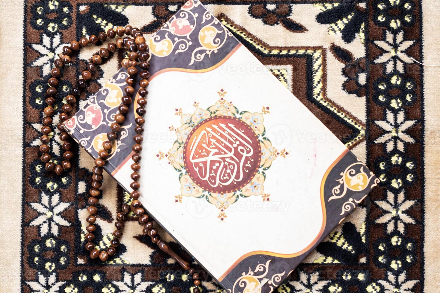 Koran book local language holy prayer for God, Koran - holy book of Islam, Friday month 1445 Fasting Ramadan Islamic religion worship faith, concept - Koran,Indinesia-29.1.2024 photo