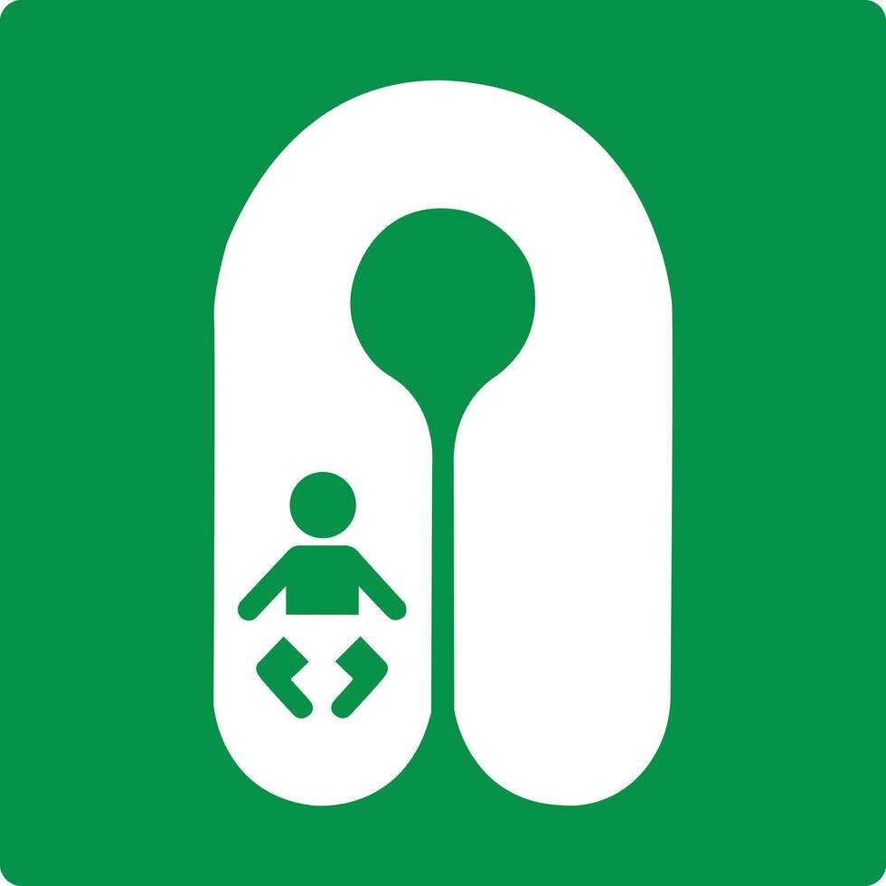Green sign infant lifejacket. Indicating the location infant lifejackets on vessels or other objects where water safety or emergency situations are required. ISO 7010. Protective equipment. vector