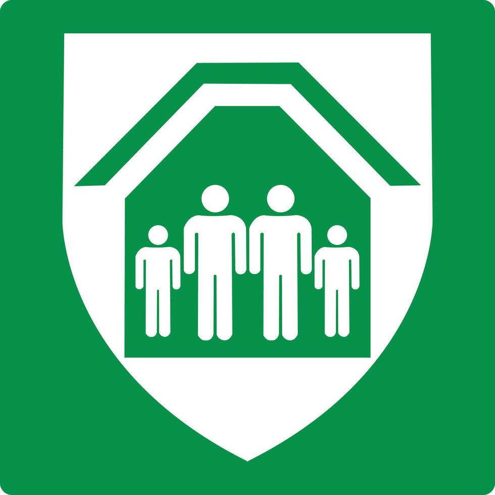 Green sign protective shelter. Locations protected space intended for sheltering people in emergency situations. bomb shelters or safe rooms. Iso 7010. vector