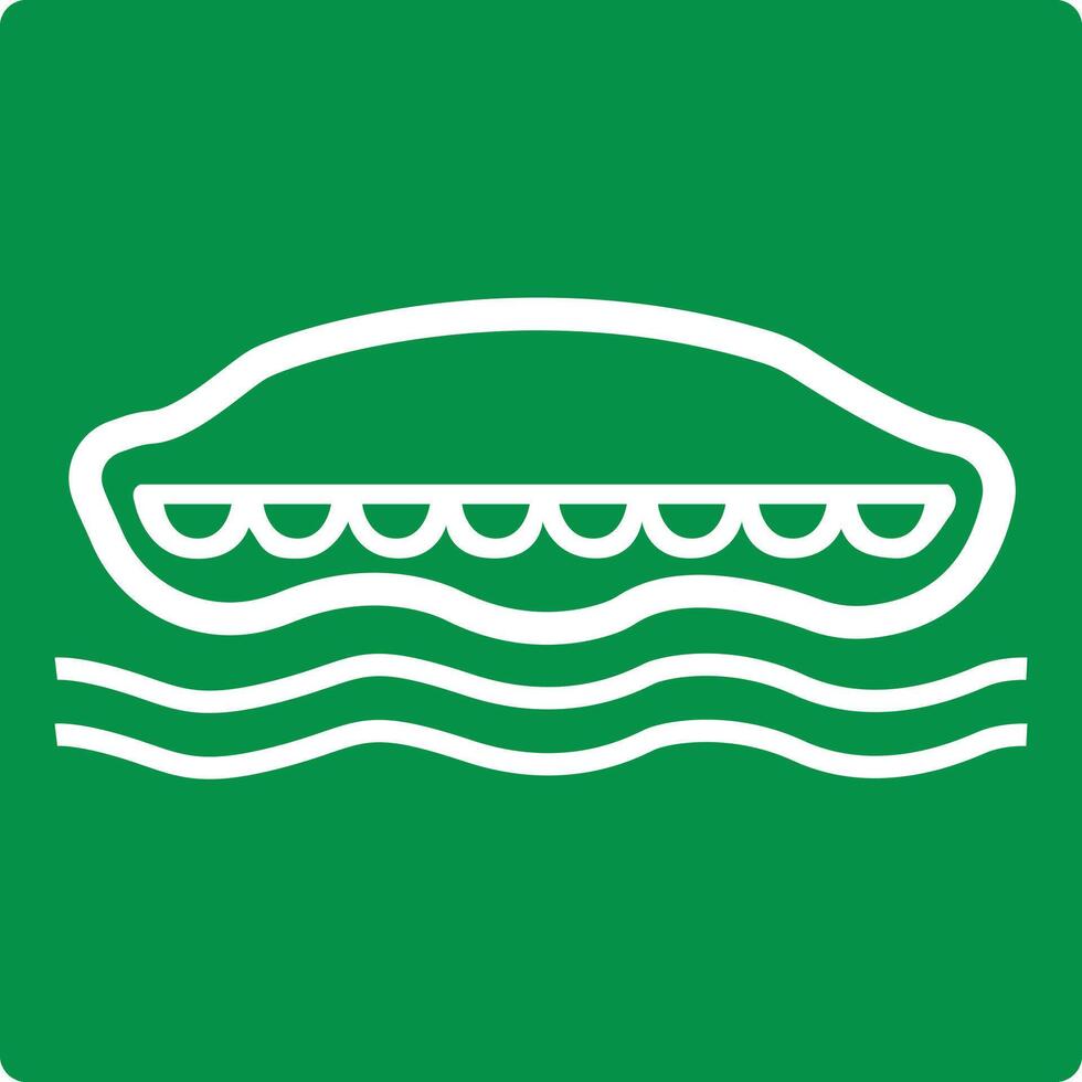 Green sign lifeboat. Lifeboat locations intended for the evacuation persons in an emergency on a ship or other object. Organization evacuation in emergency conditions. Iso 7010. vector