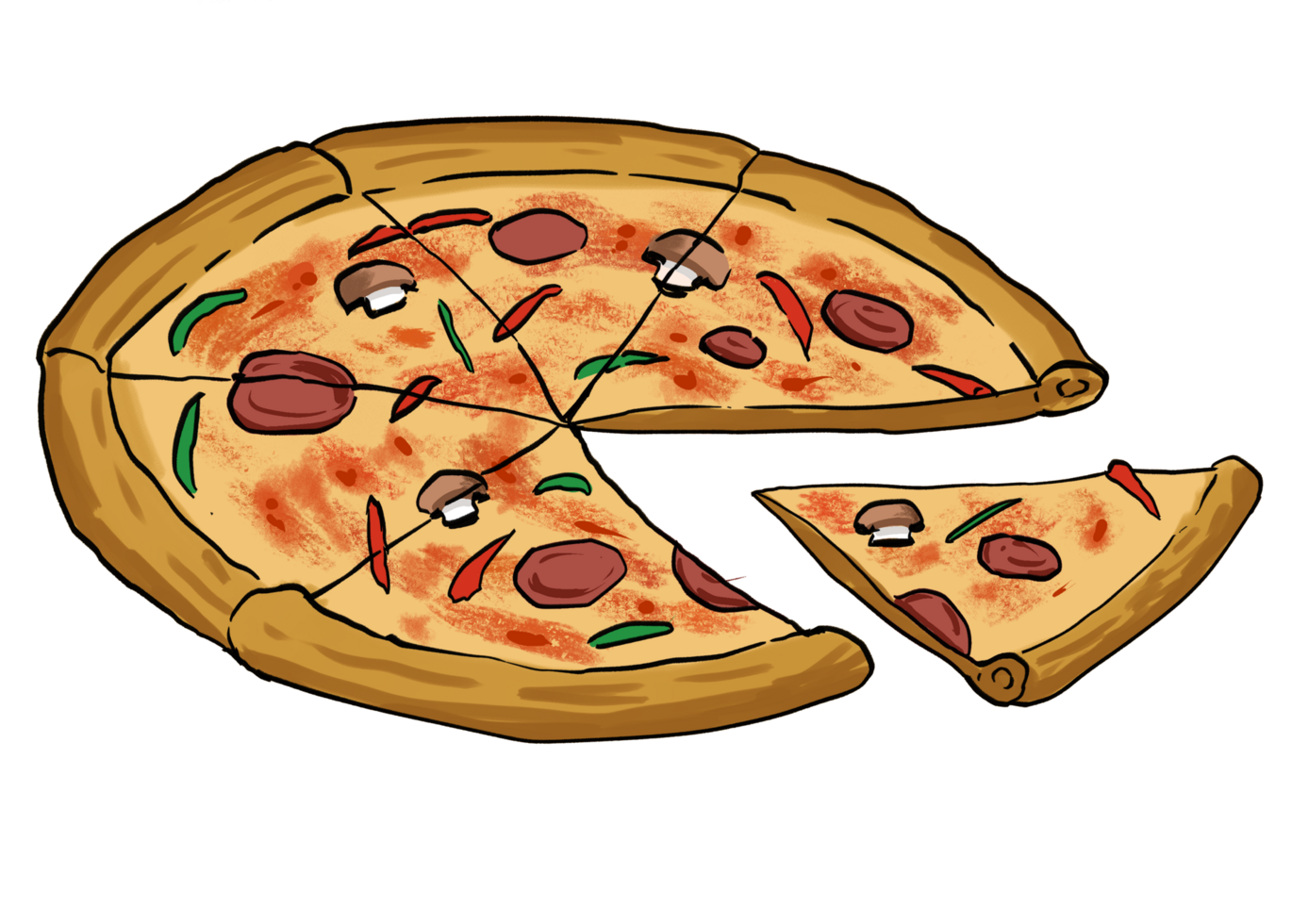 pizza watercolor illustration png