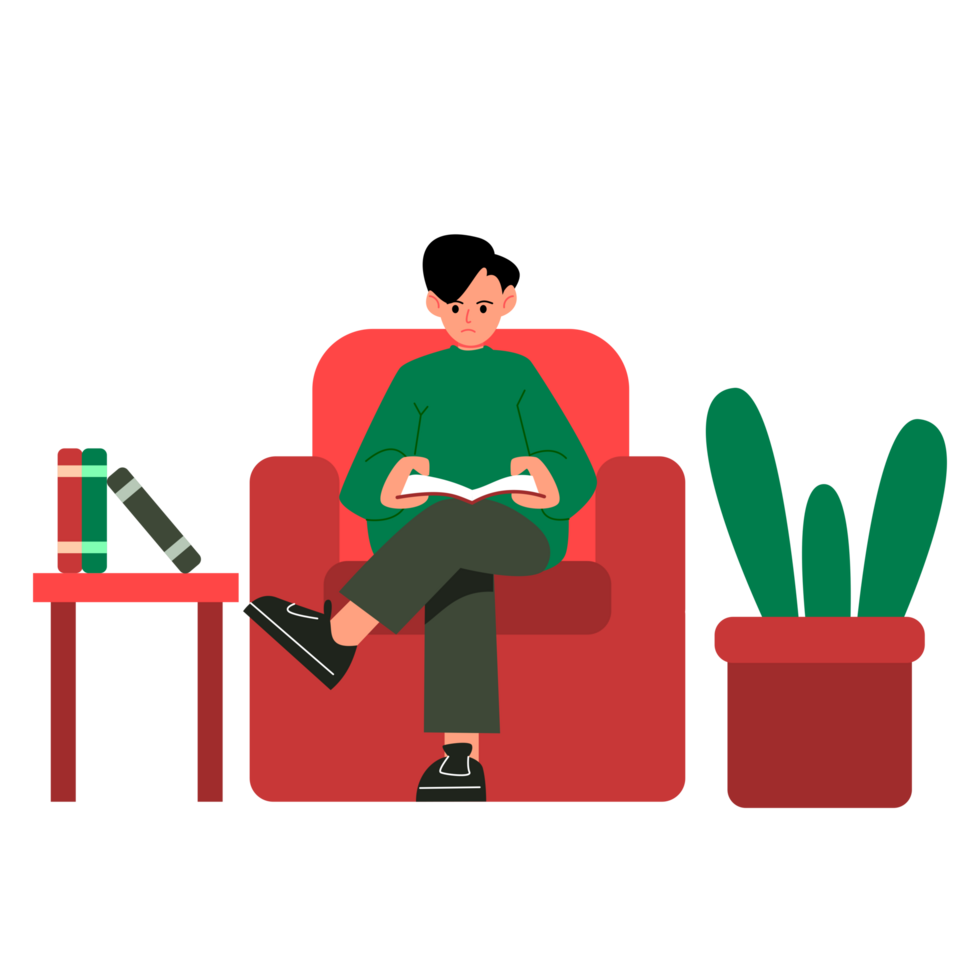 people are sitting on the sofa and reading books png