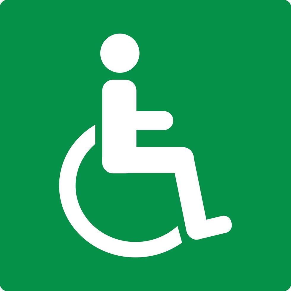 Green sign assembly point for people with disabilities. Designates a safe place where people with limited mobility can gather in an emergency while waiting for help to evacuate. Safety first. vector
