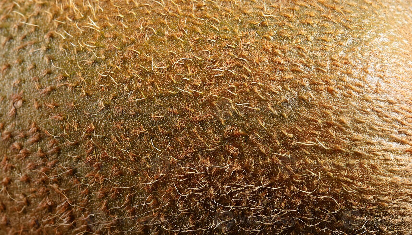 close-up of kiwi fruit peel highlighting its thin brown fuzzy surface and natural texture photo
