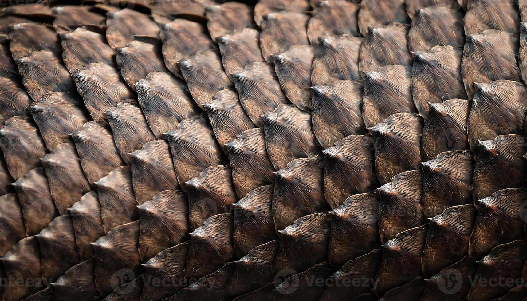 close-up of pangolin scales, showcasing overlapping armor-like texture with intricate natural patterns for wildlife conservation themes photo