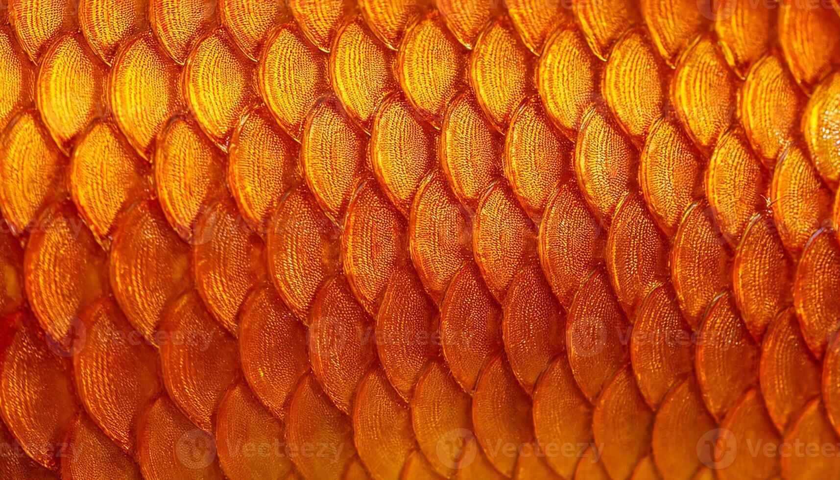 close-up of shimmering goldfish scales with vibrant orange and golden hues and intricate patterns photo