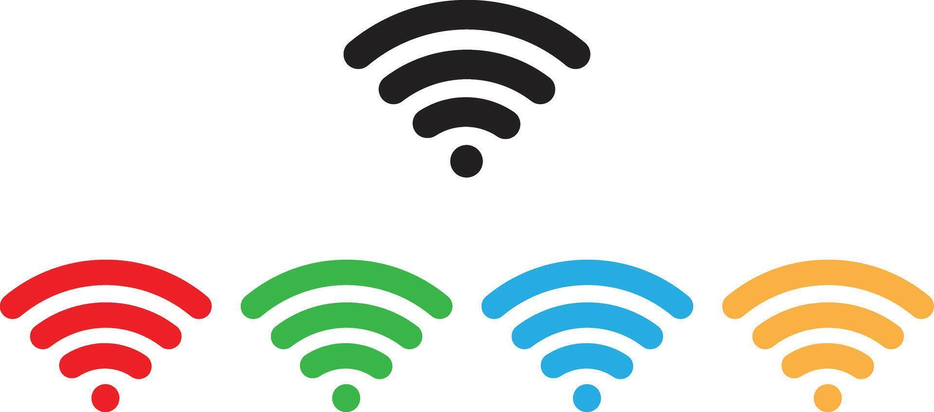 Colorful wifi icon set in five colors . Wireless network icon . Wireless internet connection sign . illustration vector