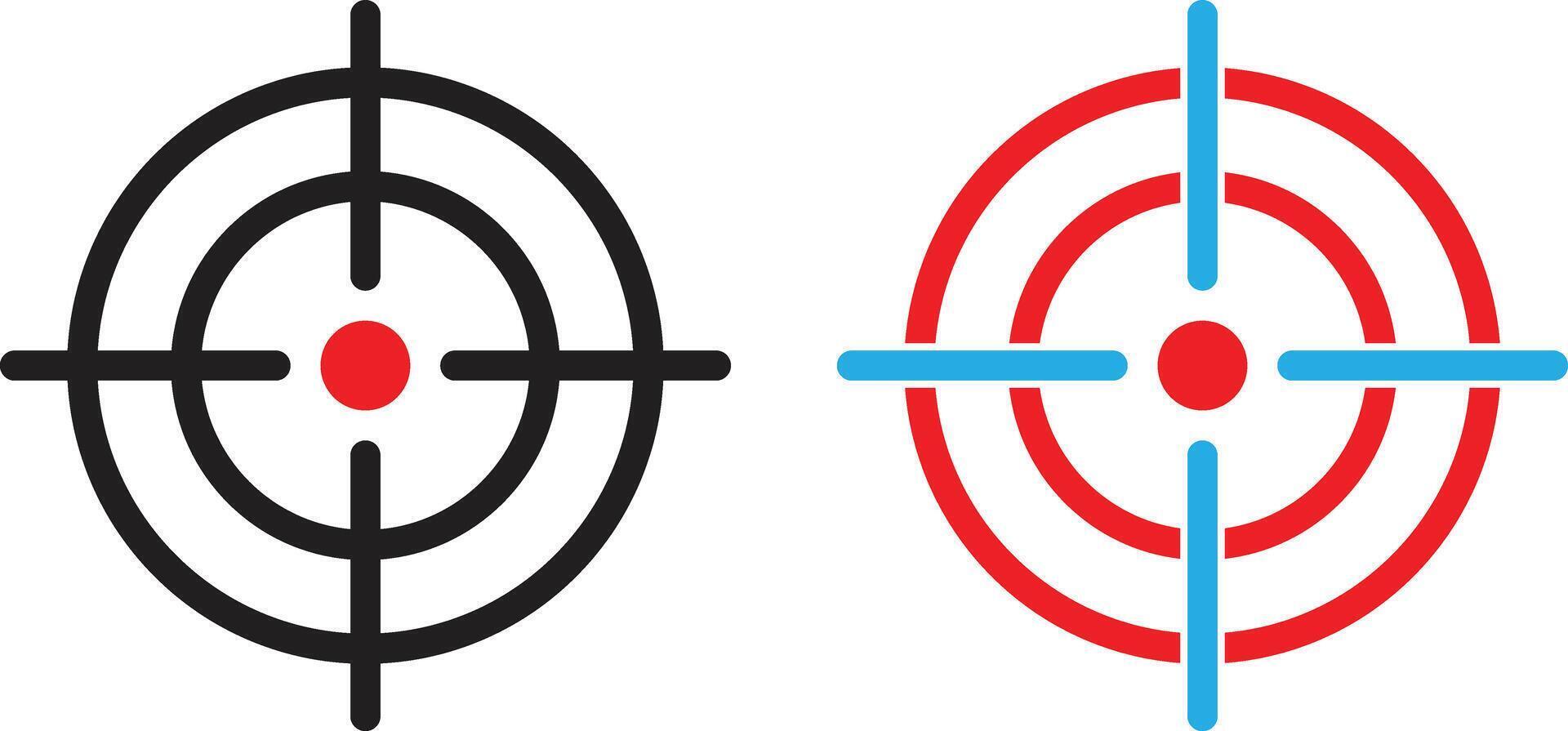 Target icon set in black , blue and red colors . Gun target icon . Goal icon vector