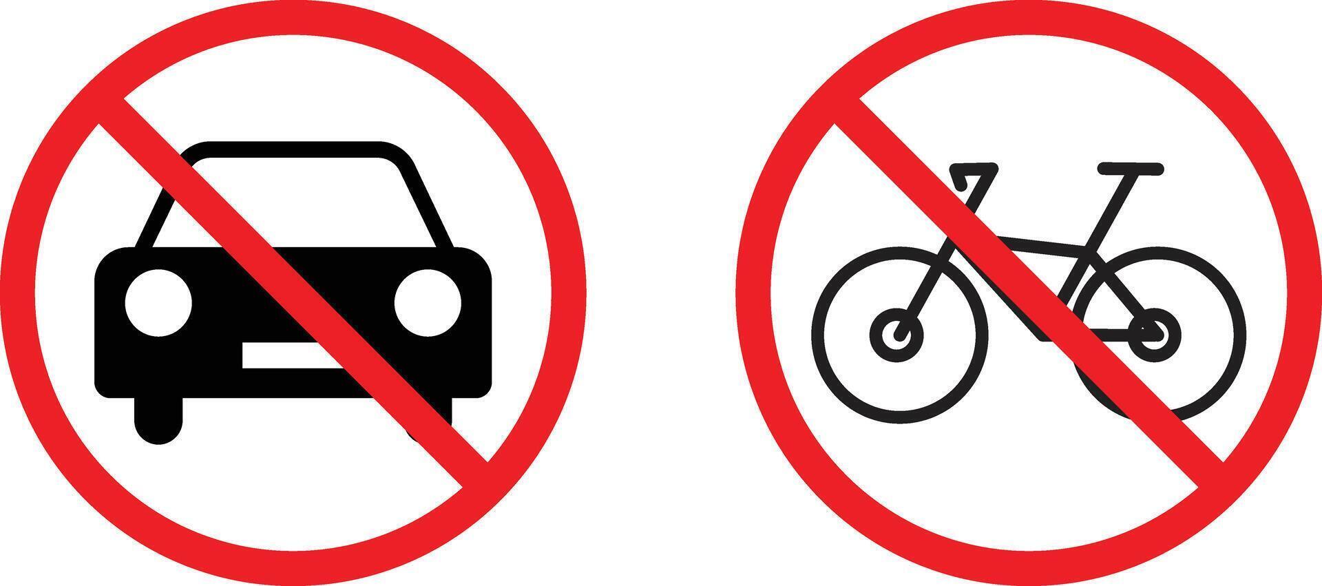 No car and bicycle signs . No parking sign for cars and bicycles . illustration vector