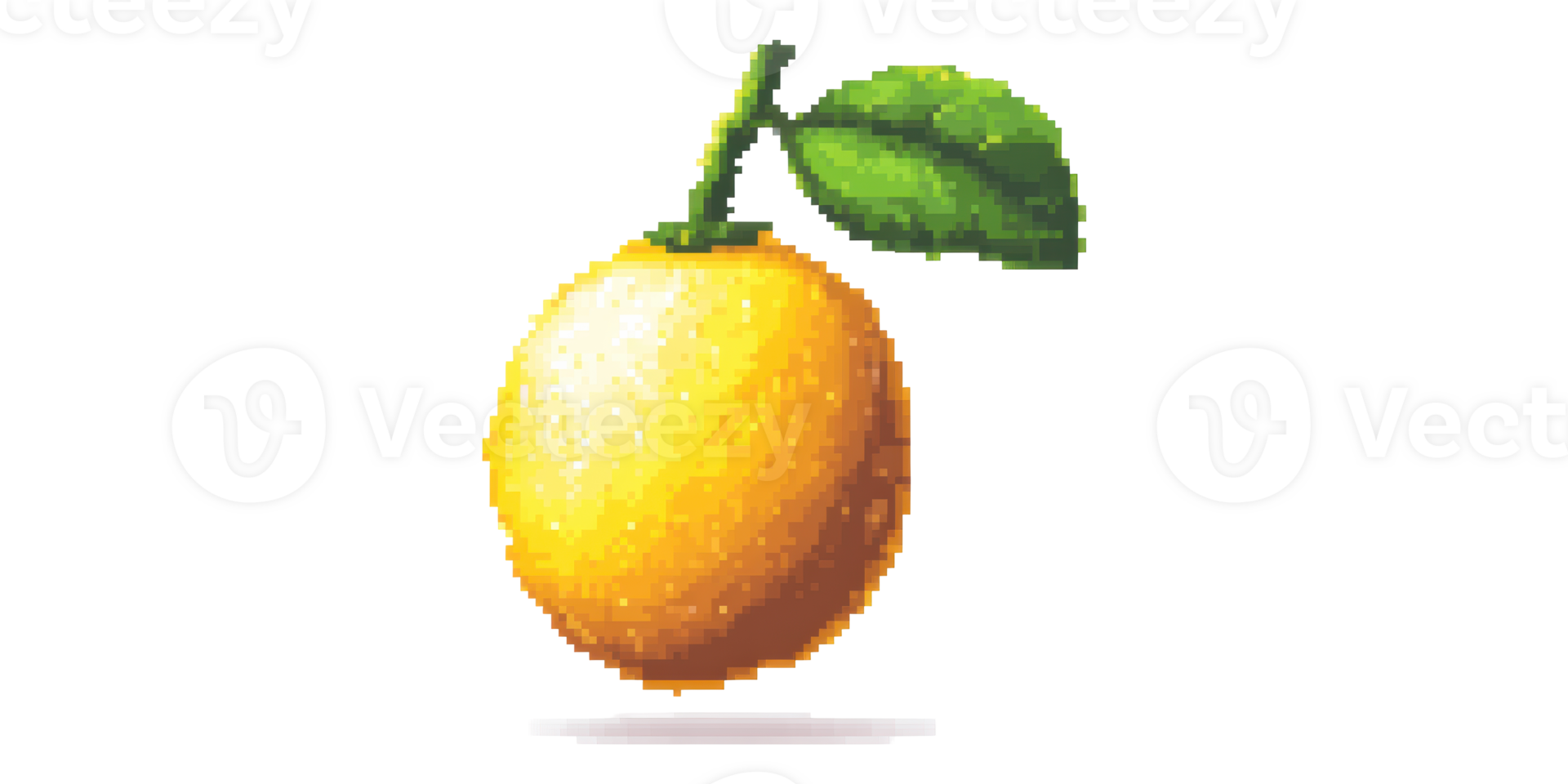 Pixelated lemon with leaf isolated on transparent background png
