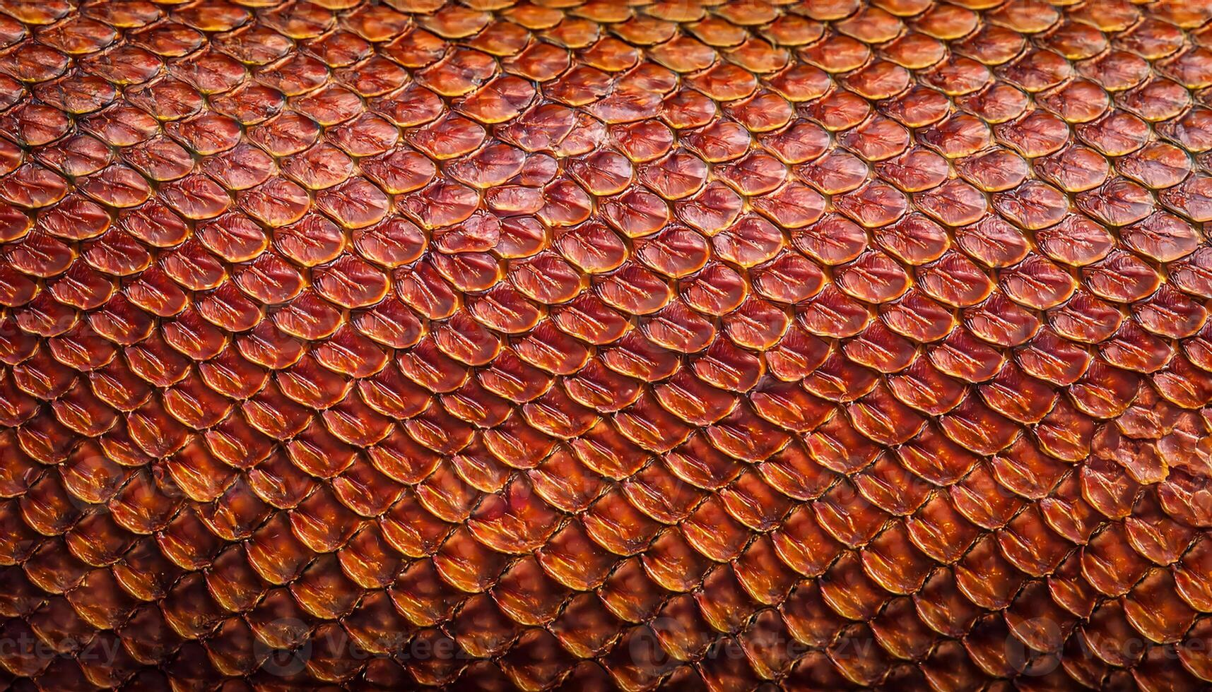 close-up of vibrant orange lizard skin featuring overlapping scales with detailed textures and natural patterns photo