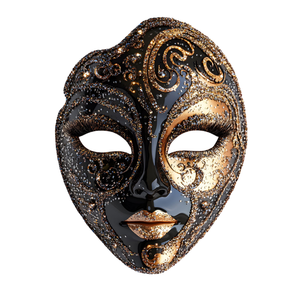 Stunning Carnival Mask with Sequins and Glittery Accents, Isolated on Transparent Background png