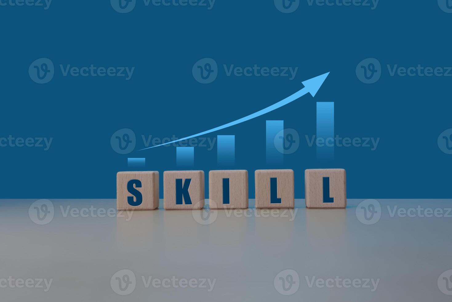 Skill text with development and growth arrows. business concept photo