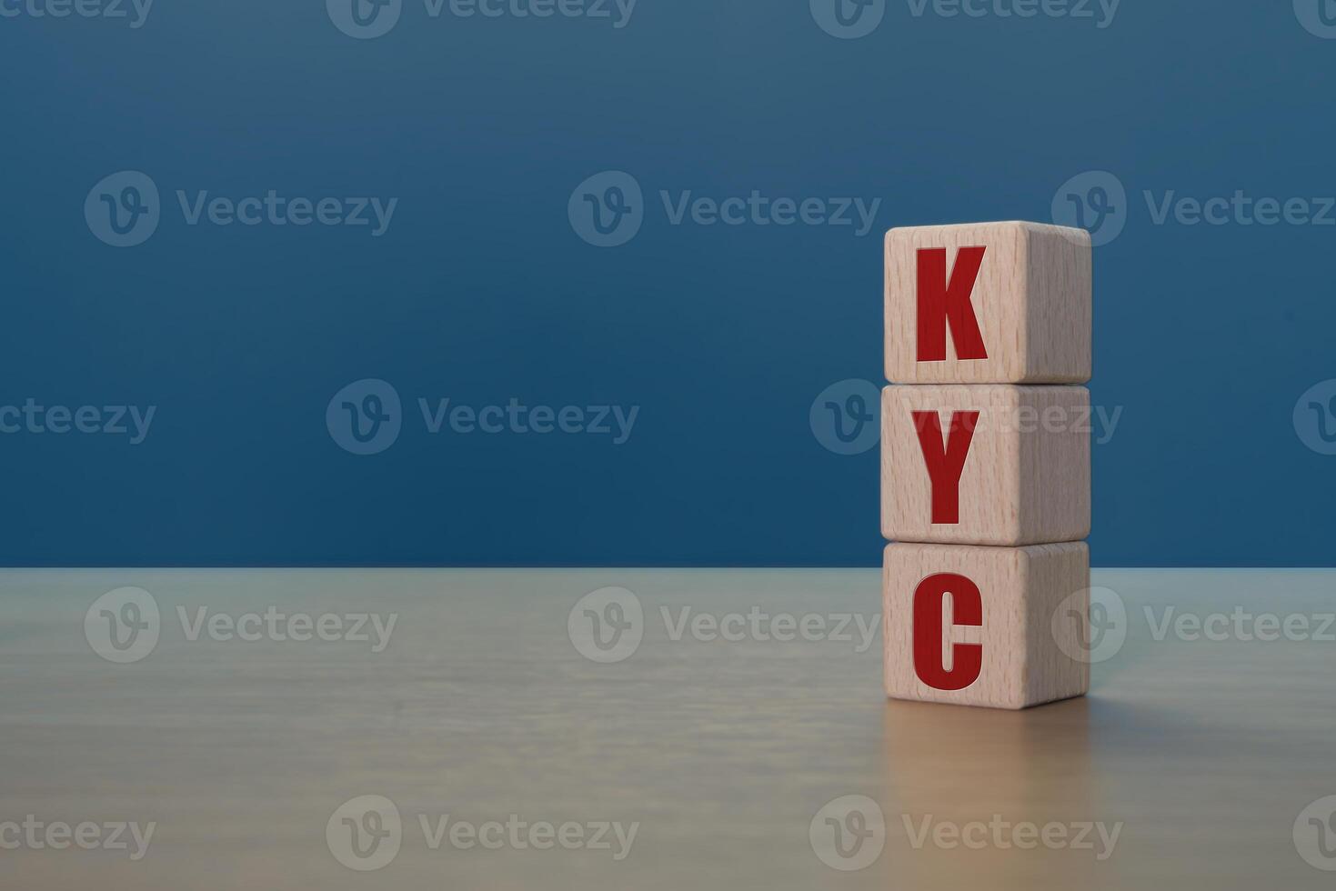 KYC text on wooden blocks, customer identity, financial customer verification photo