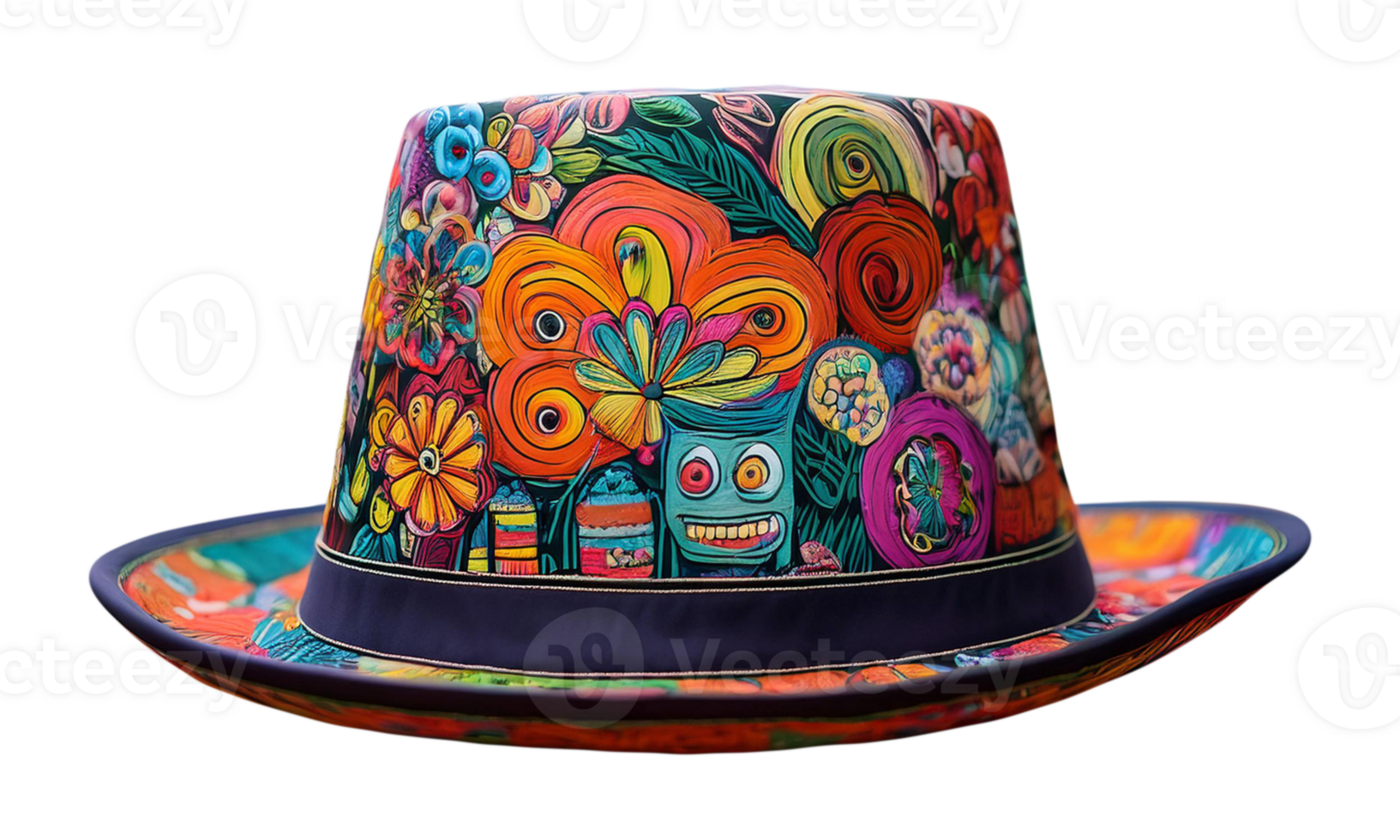 Close-Up Depiction of a Funky and Funny Hand Hat with Creative Doodles png