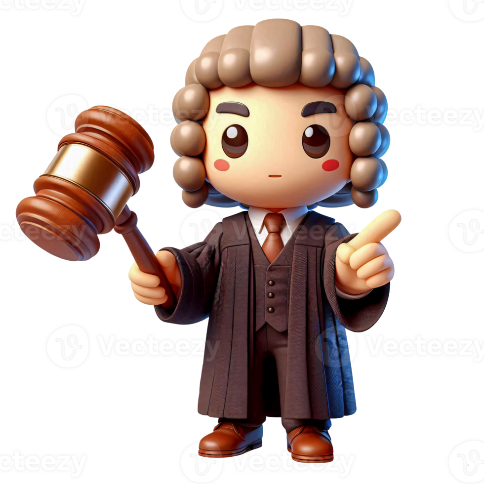 Cartoon Judge Character Holding Gavel png