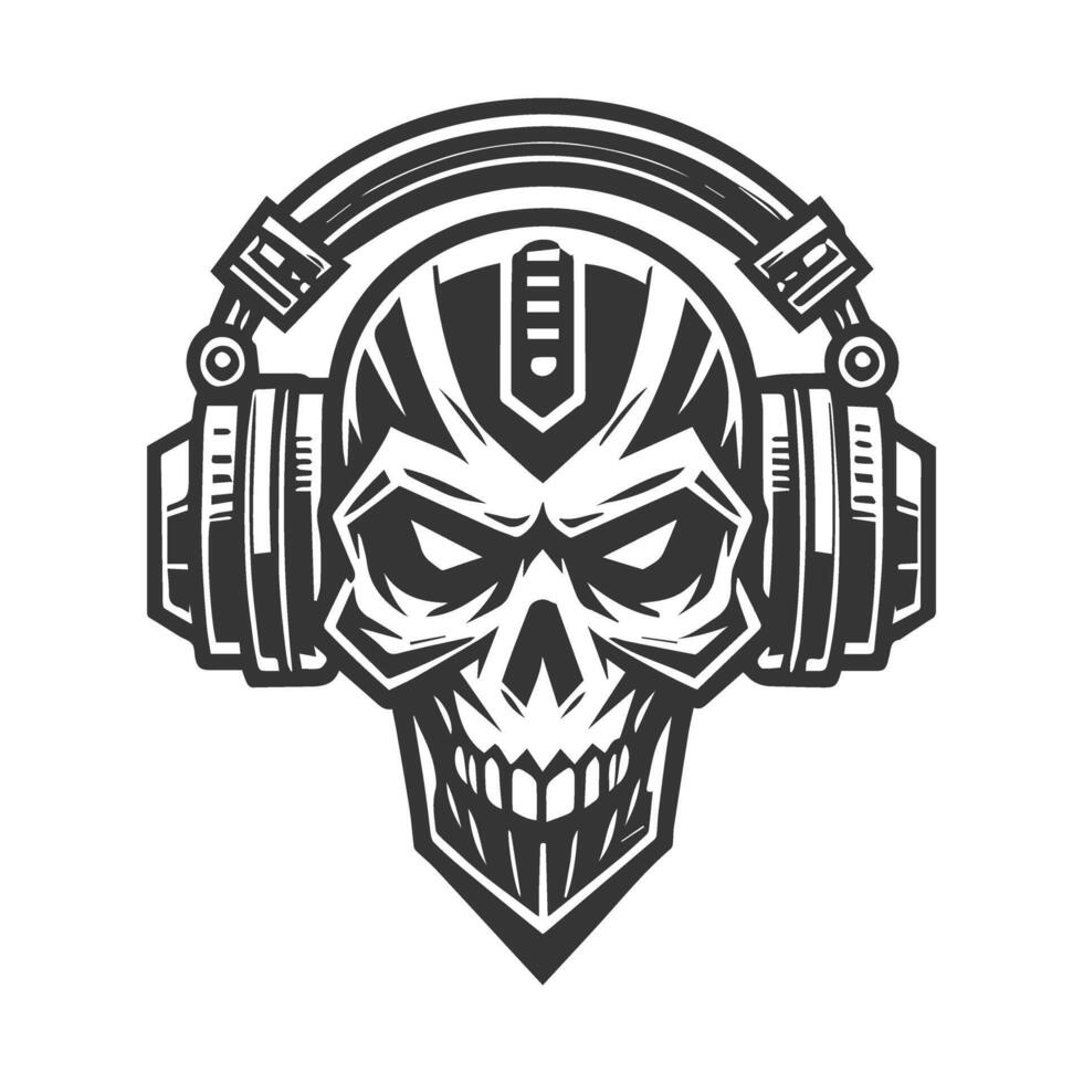 Skull with headphone vector