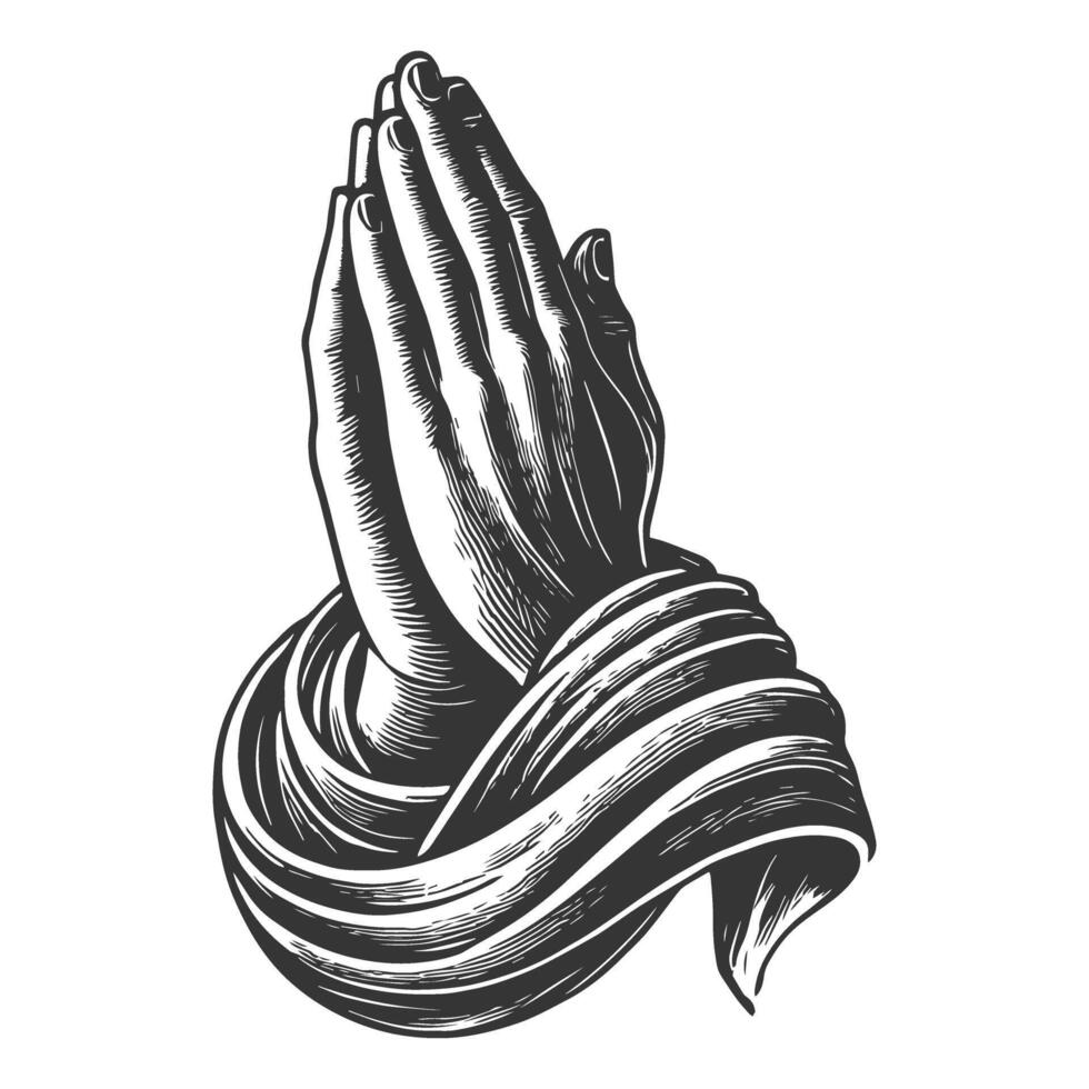 Praying hands with folded arms vector